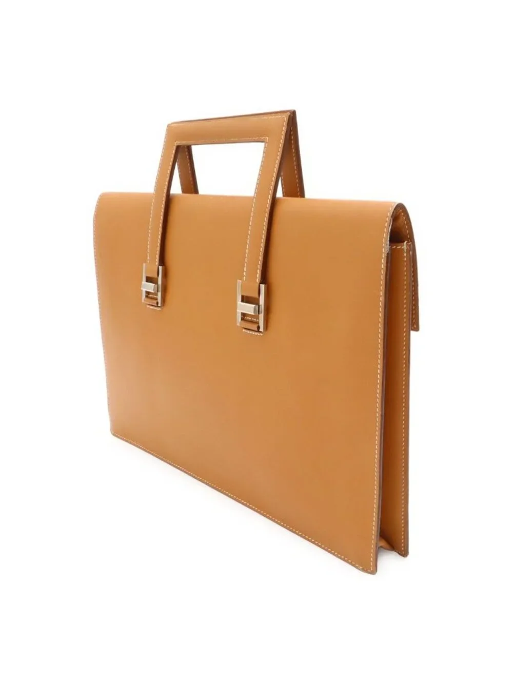 Hermes 365 PM Business Briefcase Document Purse Tablet Case Leather Light Brown